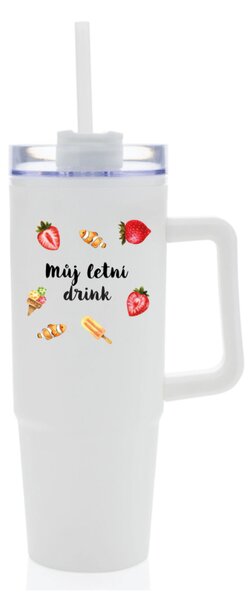Personalizovaná cestovní termoska s průhledným víčkem s letním mixem