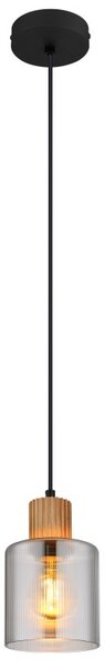 GLOBO 15768 ALEIDIS závěsné svítidlo D120mm 1xE27 černá, dřevo, kouřová