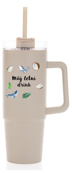 Personalizovaná cestovní termoska s průhledným víčkem s letním mixem