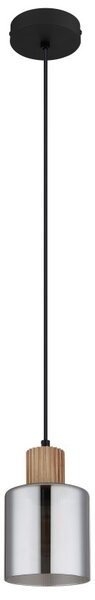 GLOBO 15768 ALEIDIS závěsné svítidlo D120mm 1xE27 černá, dřevo, kouřová