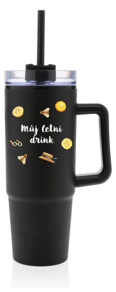 Personalizovaná cestovní termoska s průhledným víčkem s letním mixem