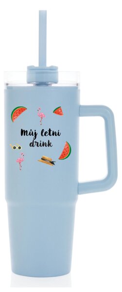 Personalizovaná cestovní termoska s průhledným víčkem s letním mixem