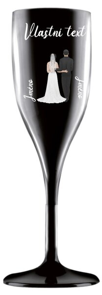 Personalizovaná nerozbitná prosecco sklenice se svatebním párem