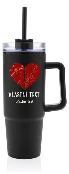 Personalizovaná cestovní termoska s průhledným víčkem - Dvě místa, jedno srdce