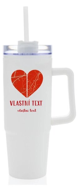 Personalizovaná cestovní termoska s průhledným víčkem - Dvě místa, jedno srdce