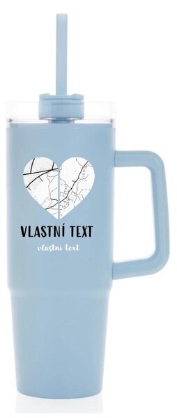 Personalizovaná cestovní termoska s průhledným víčkem - Dvě místa, jedno srdce