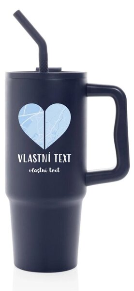 Personalizovaná nerezová termoska s barevným víčkem - Dvě místa, jedno srdce