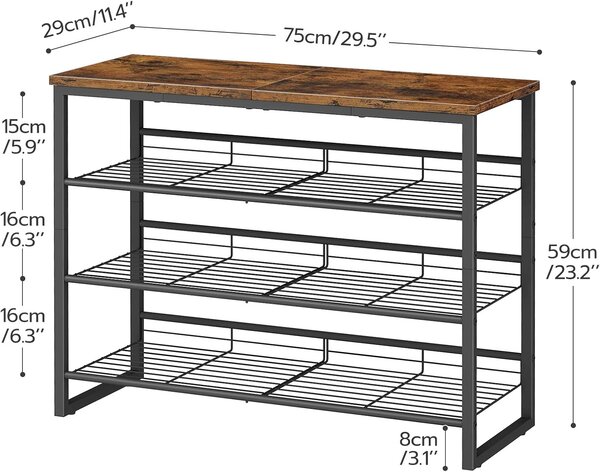 Botník Vasagle Fenaro 59 cm hnědý/černý