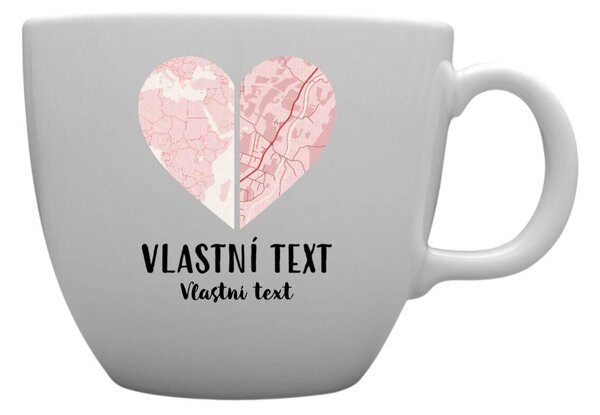 Personalizovaný MEGA XXL keramický hrnek 1 000 ml - Dvě místa, jedno srdce