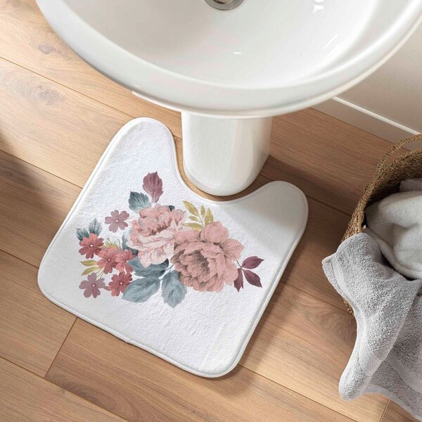 Bílá/růžová WC koupelnová předložka 45x45 cm Jayana – douceur d'intérieur