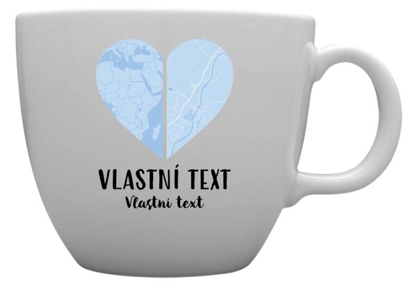 Personalizovaný MEGA XXL keramický hrnek 1 000 ml - Dvě místa, jedno srdce