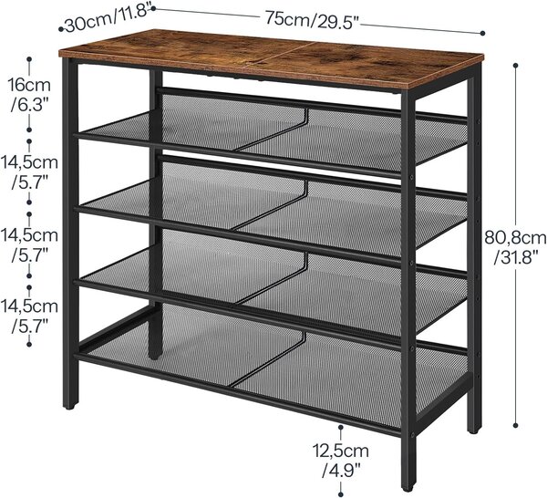 Botník Vasagle Melas 81 cm černý/hnědý
