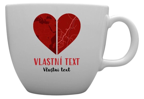 Personalizovaný MEGA XXL keramický hrnek 1 000 ml - Dvě místa, jedno srdce