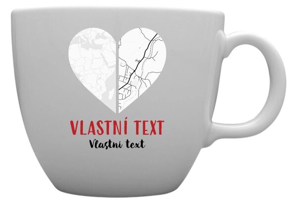 Personalizovaný MEGA XXL keramický hrnek 1 000 ml - Dvě místa, jedno srdce