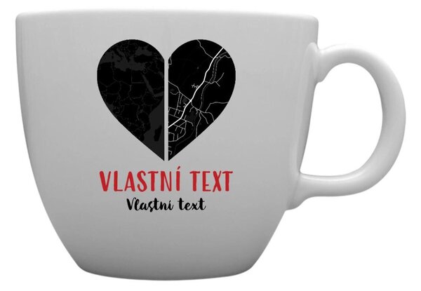 Personalizovaný MEGA XXL keramický hrnek 1 000 ml - Dvě místa, jedno srdce
