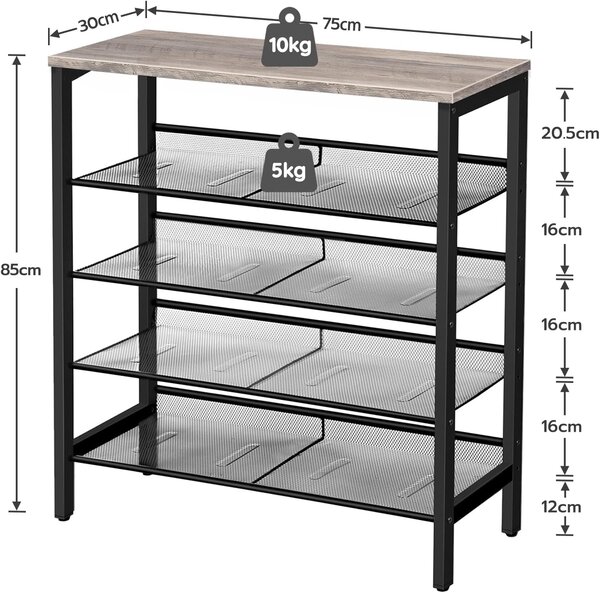 Botník Vasagle Ormio 85 cm černý/šedý