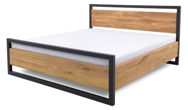 Masivní postel 90x200 Olívie v kombinaci dub a kov