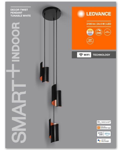 Ledvance - LED Stmívatelný lustr na lanku SMART+ DECOR 3xLED/8W/230V černá Wi-Fi