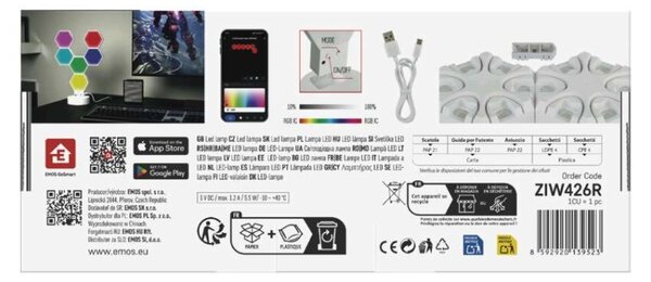 EMOS GoSmart LED stolní lampa Hexagon bílá, 6 dílů, RGB, stmívatelná, WiFi 1555426000