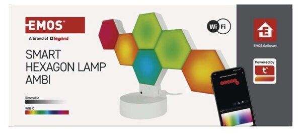 EMOS GoSmart LED stolní lampa Hexagon bílá, 6 dílů, RGB, stmívatelná, WiFi 1555426000