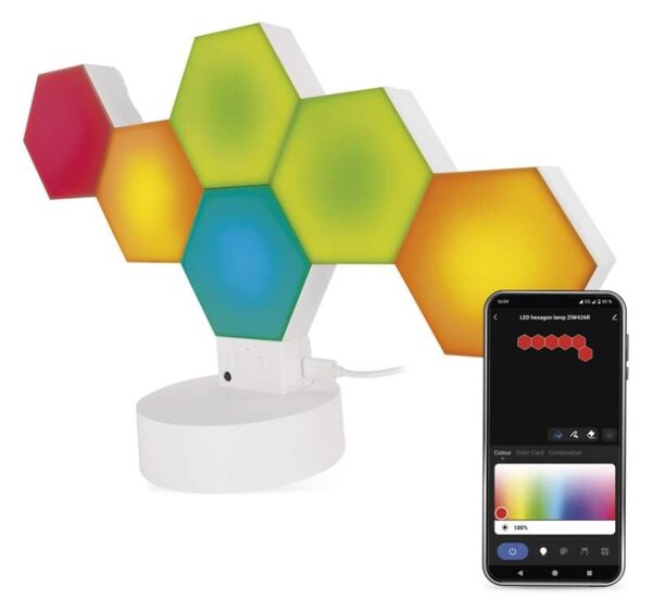 EMOS GoSmart LED stolní lampa Hexagon bílá, 6 dílů, RGB, stmívatelná, WiFi 1555426000