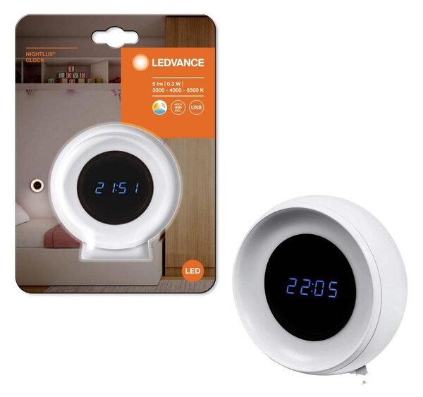 Ledvance-LED Digitální hodiny s podsvícením NIGHTLUX LED/0,3W/5V 3000/4000/6500K