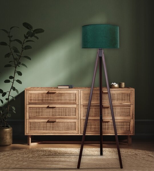 Brilagi - Stojací lampa VELVET 1xE27/60W/230V wenge/zelená