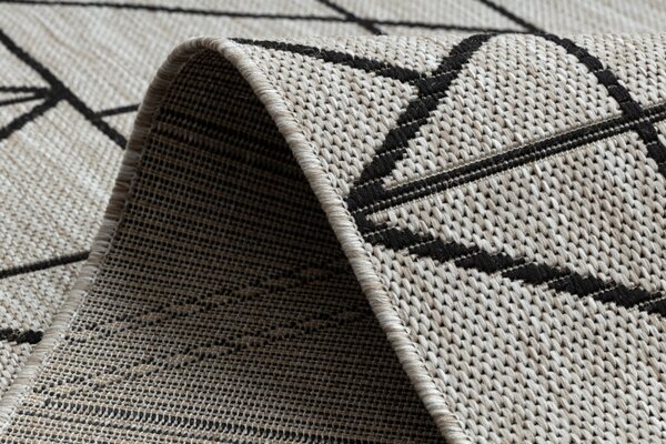 Balta Běhoun Sisal FLOORLUX 20605 Trojúhelníky stříbrný / černý Šíře: 70 cm