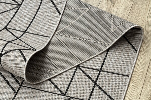 Balta Běhoun Sisal FLOORLUX 20605 Trojúhelníky stříbrný / černý Šíře: 70 cm