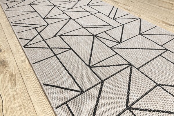 Balta Běhoun Sisal FLOORLUX 20605 Trojúhelníky stříbrný / černý Šíře: 70 cm