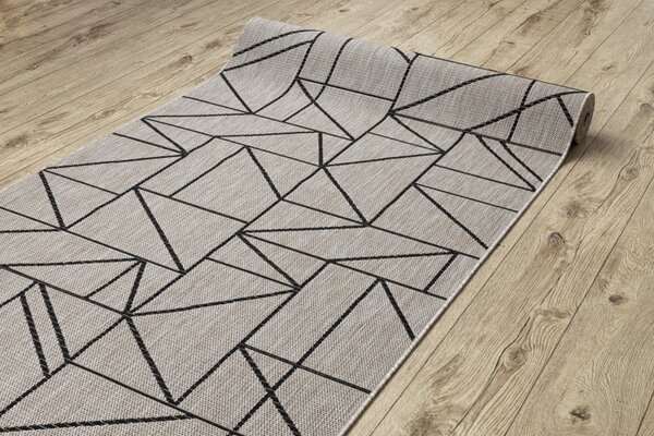 Balta Běhoun Sisal FLOORLUX 20605 Trojúhelníky stříbrný / černý Šíře: 70 cm