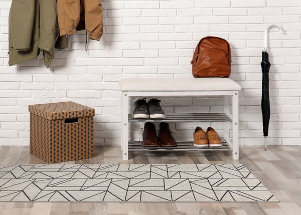 Balta Běhoun Sisal FLOORLUX 20605 Trojúhelníky stříbrný / černý Šíře: 70 cm