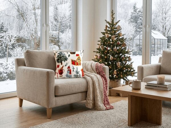 Mikroplyšový povlak na polštářek FESTIVE MAGIC 45x45 cm, bílý
