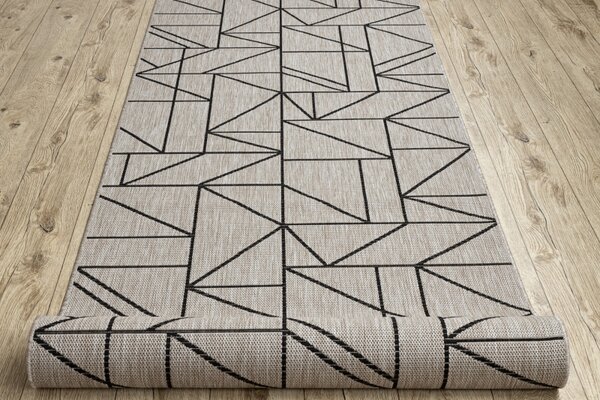 Balta Běhoun Sisal FLOORLUX 20605 Trojúhelníky stříbrný / černý Šíře: 70 cm