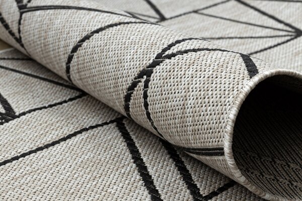 Balta Běhoun Sisal FLOORLUX 20605 Trojúhelníky stříbrný / černý Šíře: 70 cm