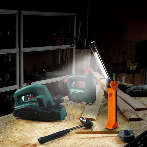 Solight pracovní nabíjecí LED lampa, 500lm + 70lm, COB, Li-Ion, USB, černooranžová WM20