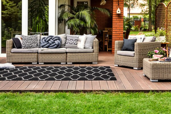 Balta Koberec Sisal FLOORLUX 20608 Maroko černý stříbrný 120 x 160