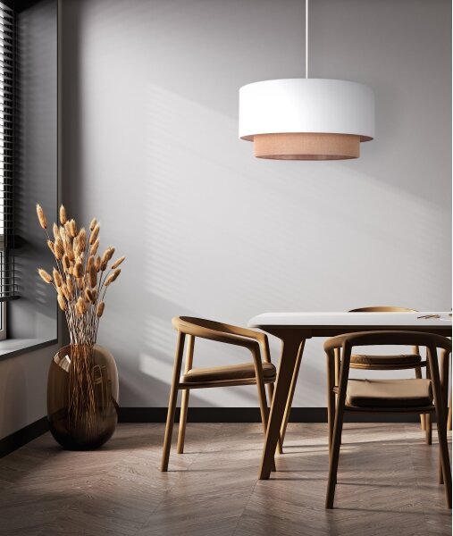 Duolla - Lustr na lanku BOHO 1xE27/15W/230V pr. 45 cm bílá/hnědá