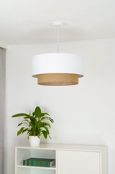 Duolla - Lustr na lanku BOHO 1xE27/15W/230V pr. 45 cm bílá/hnědá
