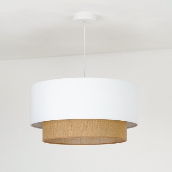 Duolla - Lustr na lanku BOHO 1xE27/15W/230V pr. 45 cm bílá/hnědá