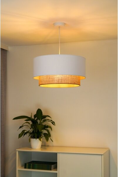 Duolla - Lustr na lanku BOHO 1xE27/15W/230V pr. 45 cm bílá/hnědá