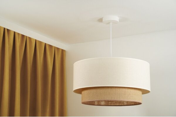 Duolla - Lustr na lanku BOHO 1xE27/15W/230V pr. 60 cm béžová/hnědá