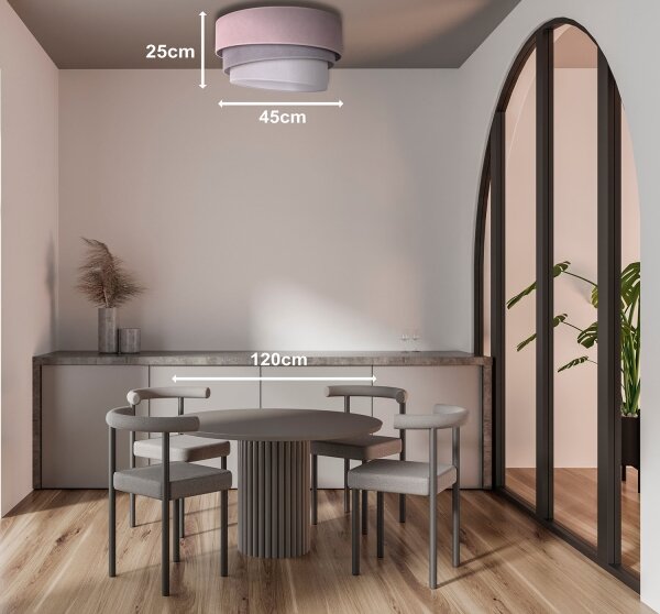 Duolla - Stropní svítidlo TRIO 1xE27/15W/230V pr. 45 cm růžová/šedá/bílá