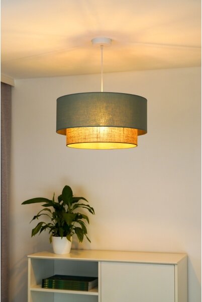 Duolla - Lustr na lanku BOHO 1xE27/15W/230V pr. 45 cm zelená/hnědá