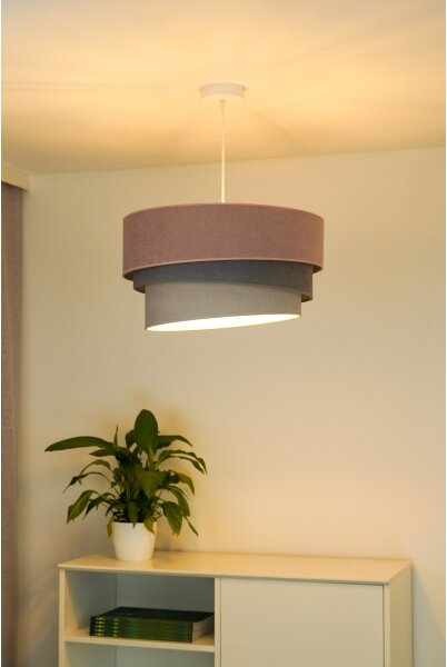 Duolla - Lustr na lanku TRIO 1xE27/15W/230V pr. 45 cm růžová/šedá/bílá