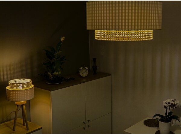Duolla - Stropní svítidlo BOHO 1xE27/15W/230V pr. 45 cm krémová/ratan