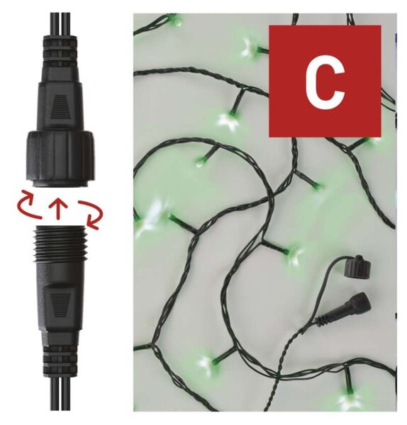 EMOS Standard LED spojovací vánoční řetěz, 10 m, venkovní i vnitřní, zelená