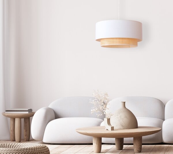 Duolla - Lustr na lanku BOHO 1xE27/15W/230V pr. 45 cm krémová/ratan