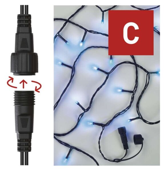 EMOS Standard LED spojovací vánoční řetěz, 10 m, venkovní i vnitřní, modrá