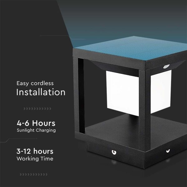 LED Solární svítidlo se senzorem LED/2W/5,5V 3000K IP65 2600 mAh černá
